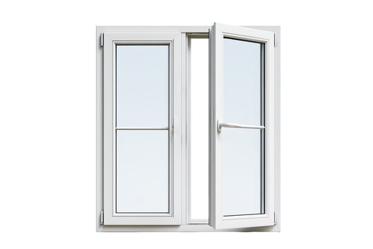 Frosted wooden window frame fragment with natural wood texture and icy details, isolated PNG on transparent background