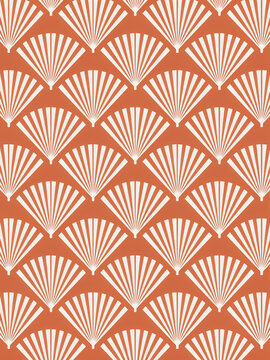 Seamless pattern with fan shapes in terracotta and white