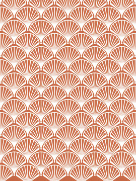 Art deco fan pattern in terracotta and white