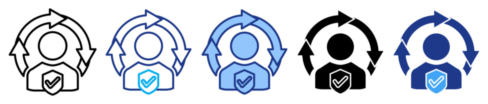 Reliability icon set in multiple style