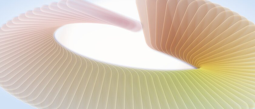 サンセットオレンジの3Dガラススラットリング渦背景