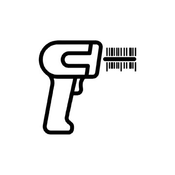 Barcode scanner device icon scanning a code