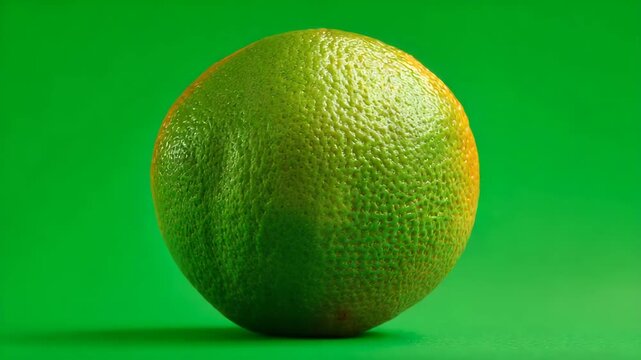 Closeup focused ugli fruit isolated on solid green background for chroma key evenly lit with crisp edges and professional clarity