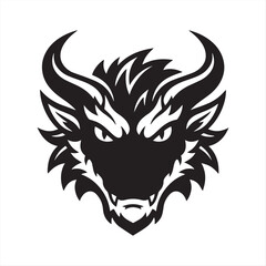 Fototapeta premium A fierce black and white dragon head mascot logo design for sports teams or gaming clans
