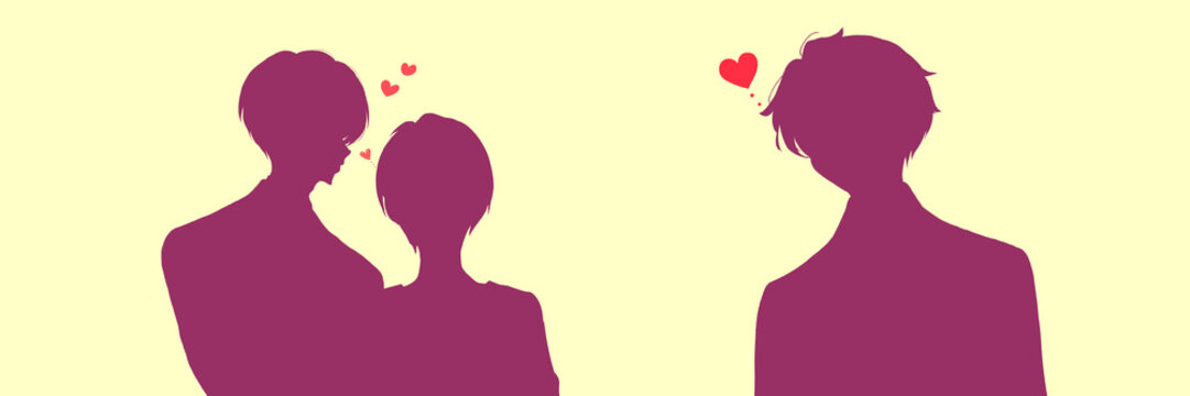 3人の恋する男性　シルエット