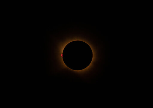 Stunning Sun Chromosphere Red Rim and Massive Flares During Totality