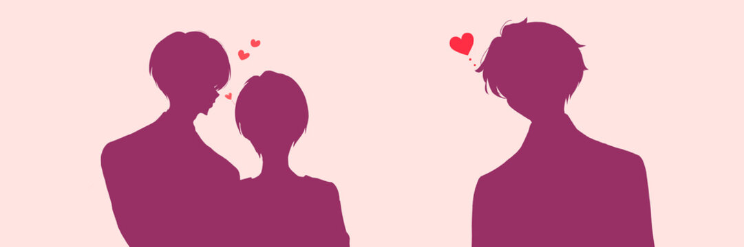 3人の恋する男性　シルエット