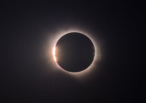 Spectacular Total Solar Eclipse with Baily's Beads and Solar Corona