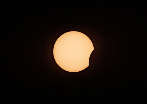 First Contact Phase of Total Solar Eclipse Detailed Telescope Shot