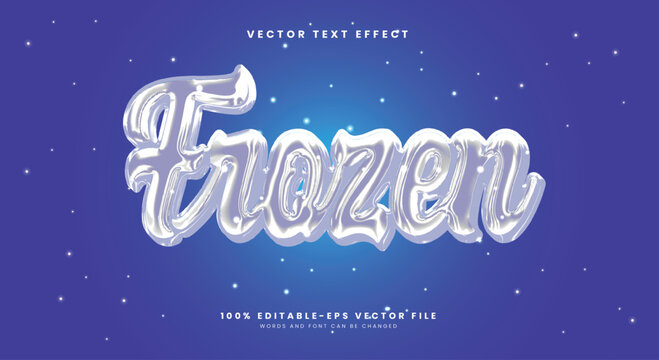 Frozen 3d editable text effect chrome style template