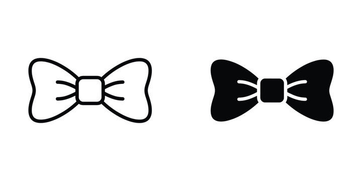 Bow tie vector graphic featuring outline and solid styles for fashion