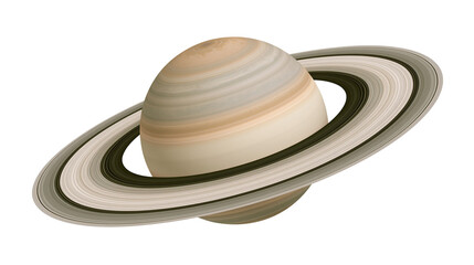 Gas giant planet Saturn with prominent rings, isolated on transparent background © Marcel