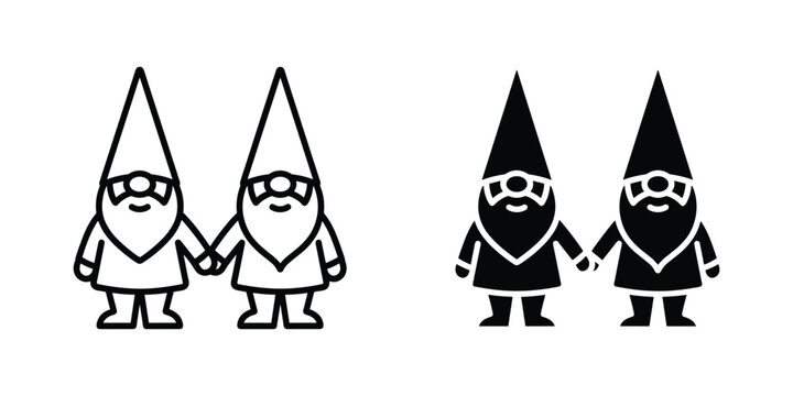 Cute couple gnomes vector graphic with pointing hats and beards