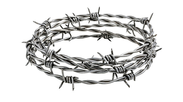 Barbed wire crown symbol of suffering and pain, isolated on transparent background