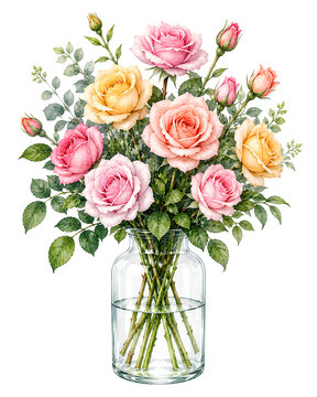 rose plant in a vas nordic transparant glass bottle