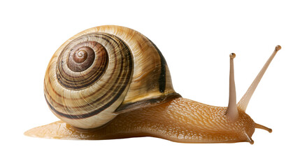 Brown banded garden snail with spiral shell, isolated on transparent background © Marcel