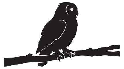 Fototapeta premium Owl perched on a branch a striking black silhouette
