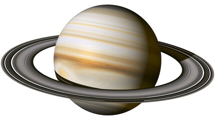 Detailed view of Saturn with its prominent rings, isolated on transparent background © Marcel