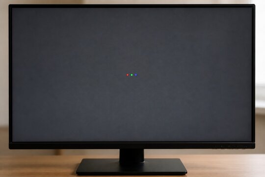LCD monitor displaying a dead pixel test pattern with red, green, and blue dots