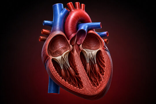 Human heart cutaway showing chambers and valves