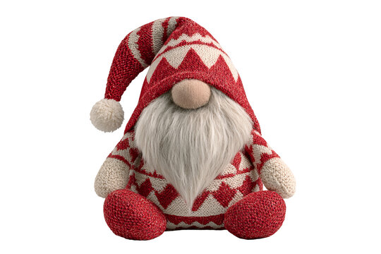 Scandinavian style Christmas gnome with cozy Nordic details, festive holiday decoration, isolated PNG on transparent background