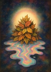 Obraz premium Mystical autumn leaves glow.