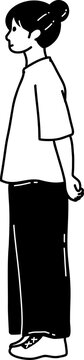 Woman Standing Minimalist Line Art 