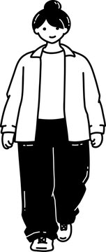 Woman Walking Minimalist Line Art 