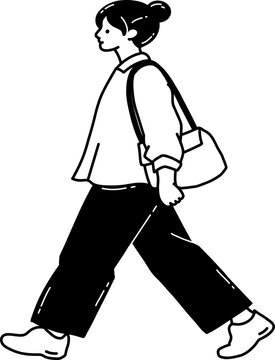 Woman Walking with Bag