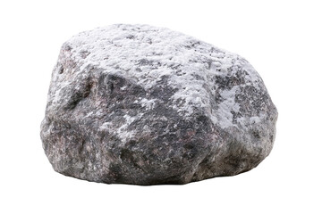 Obraz premium Snow covered garden rock with natural stone texture, isolated PNG on transparent background