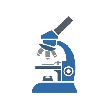 Professional microscope icon representing medical laboratory research, scientific analysis, diagnostics, and clinical science.