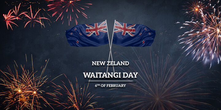 National flag of New Zeland for anniversary Waitangi Independence day holiday