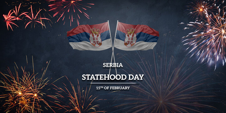 National flag of Serbia for anniversary Statehood day holiday