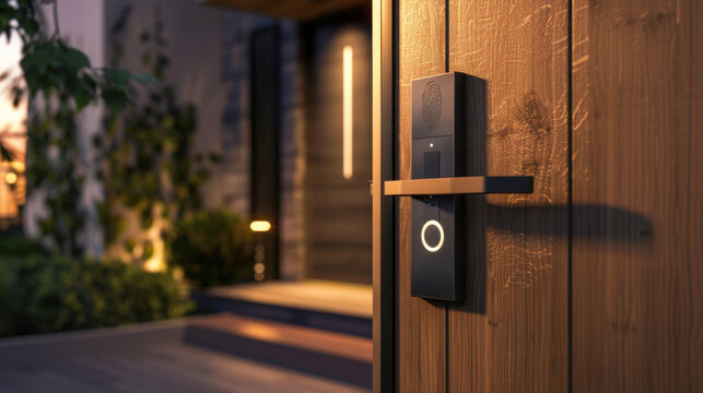 Smart Digital Door Lock Integrated into Modern Home Entrance