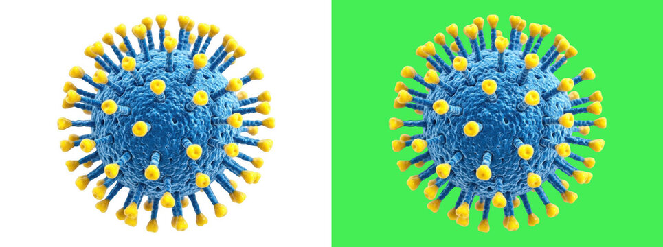 Blue coronavirus cell structure 3D render