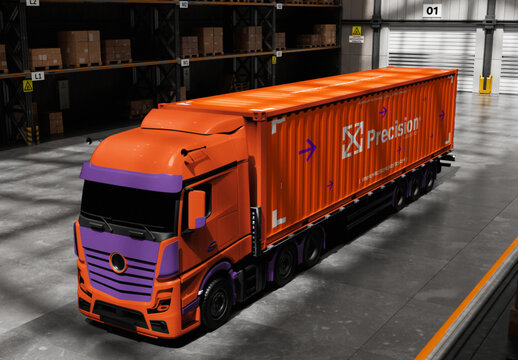 Cargo Truck Mockup