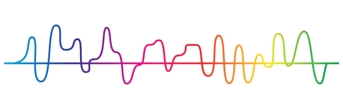 Multicolor Audio Waveform PNG with Thin Vibrant Sound Signals and Frequency Lines Isolated on Transparent Background