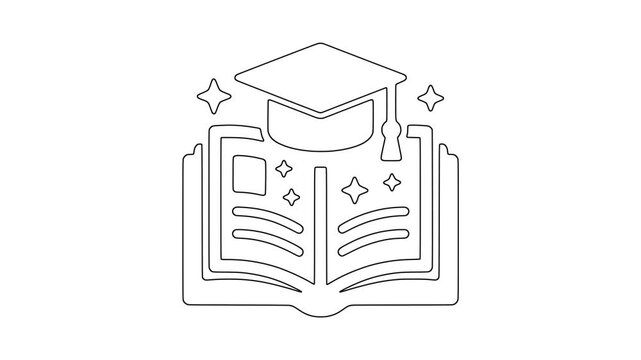Online course books, clean digital symbol, creative graphic, animated icon