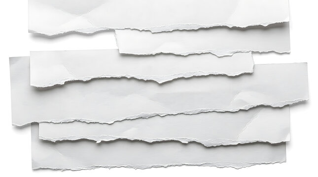 Stacked horizontal strips of torn white paper with drop shadows ripped paper texture paper collage ragged edge paper layers paper stack