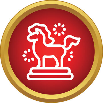 Red and gold icon showing a horse, representing chinese new year and horoscope