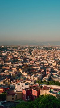 Time lapse view of the Spanish Quarters in Naples at sunset in summer