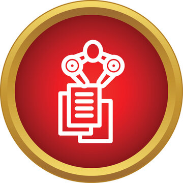 Artificial intelligence robot scanning multiple files in a red circle icon