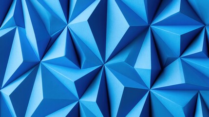Fototapeta premium A blue origami folded surface shows geometric shapes with sharp edges and flat spaces. The design offers functionality for various uses.