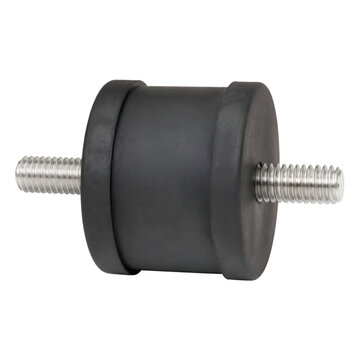 Rubber vibration isolator mount with threaded studs on both ends for industrial machinery and dampening