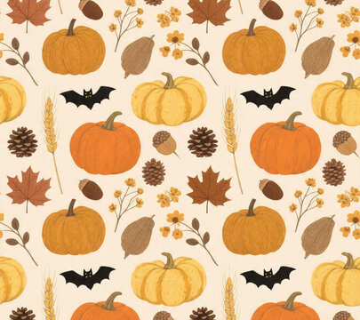 seamless harvest pattern for wrapping paper