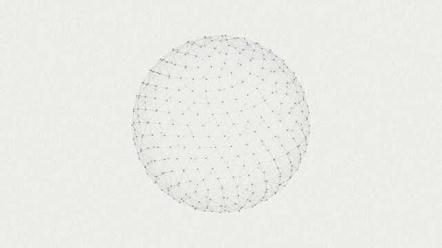 Abstract 3D digital plexus sphere with connecting nodes and lines on a white background, symbolizing secure global data communication, stealth technology, and network infrastructure.