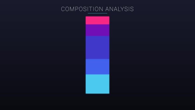 Abstract stacked bar chart infographic showing composition analysis