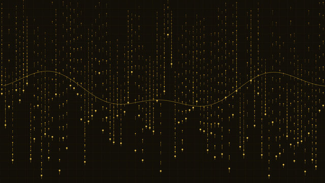 Abstract cyberpunk digital rain matrix data stream background yellow