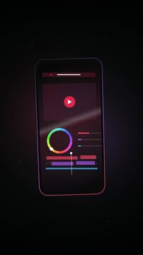 Charcoal Slate Smartphone Screen Featuring Mobile Video Editing Timeline and Color Wheel UI