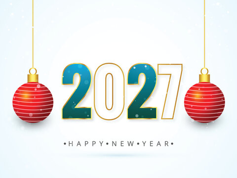 2027 new year greeting card beautiful creative text design